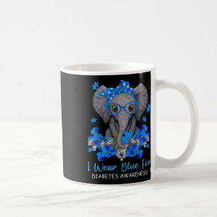 I Wear Blue For Diabetes Awareness Elephant Warrio Coffee Mug