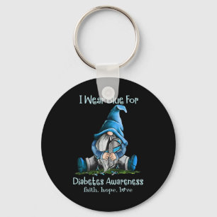 I Wear Blue For Diabetes Awareness Gnome 1 Keychain