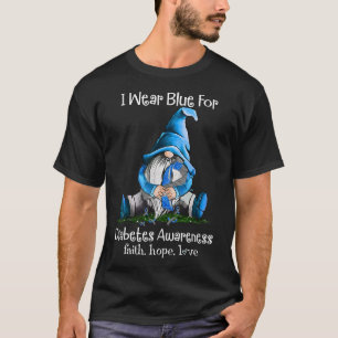 I Wear Blue For Diabetes Awareness Gnome T-Shirt