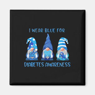 I Wear Blue For Diabetes Awareness Gnomes Peace Lo Magnet