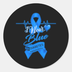 I Wear Blue For Diabetes Awareness Graphic Classic Round Sticker