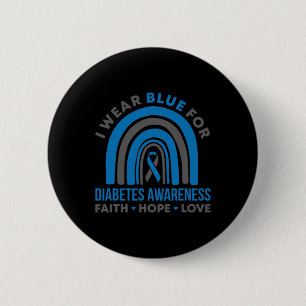 I Wear Blue For Diabetes Awareness Month Rainbow T 2 Inch Round Button