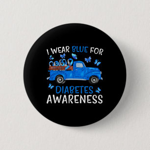 I Wear Blue For Diabetes Awareness Truck Blue Grey 2 Inch Round Button