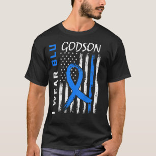 I Wear Blue For Godson Diabetes Awareness Flag Bac T-Shirt