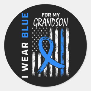 I Wear Blue For Grandson Diabetes Awareness Flag M Classic Round Sticker