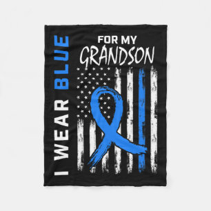 I Wear Blue For Grandson Diabetes Awareness Flag M Fleece Blanket