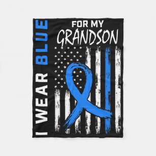 I Wear Blue For Grandson Diabetes Awareness Flag M Fleece Blanket