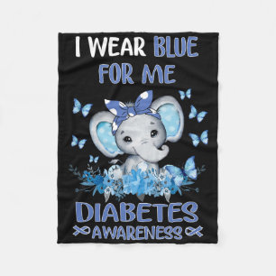 I Wear Blue For Me Diabetes Awareness Elephant Fleece Blanket