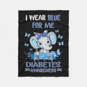 I Wear Blue For Me Diabetes Awareness Elephant Fleece Blanket