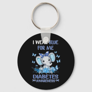 I Wear Blue For Me Diabetes Awareness Elephant Keychain