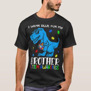 I Wear Blue For My Brother Autism Awareness Dinosa T-Shirt