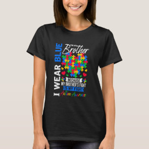 I Wear Blue For My Brother Autism Awareness Heart T-Shirt