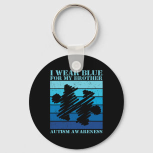 I Wear Blue For My Brother Autistic Kids Autism Aw Keychain