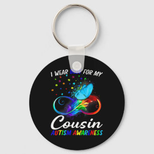 I Wear Blue For My Cousin Autism Awareness Infinit Keychain