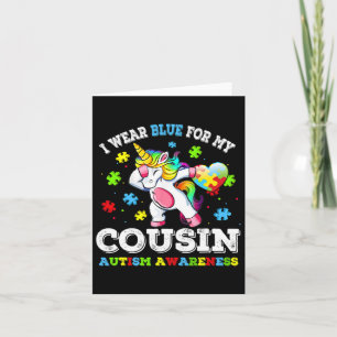 I Wear Blue For My Cousin Autism Dab Unicorn Puzzl Card