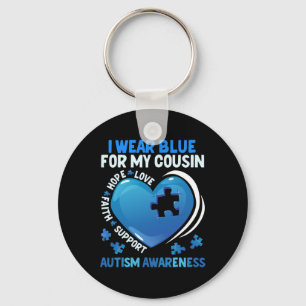 I Wear Blue For My Cousin Kids Autism Awareness  Keychain