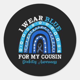I Wear Blue For My Cousin T1d Type 1 Diabetes Awar Classic Round Sticker