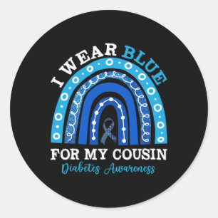 I Wear Blue For My Cousin T1d Type 1 Diabetes Awar Classic Round Sticker