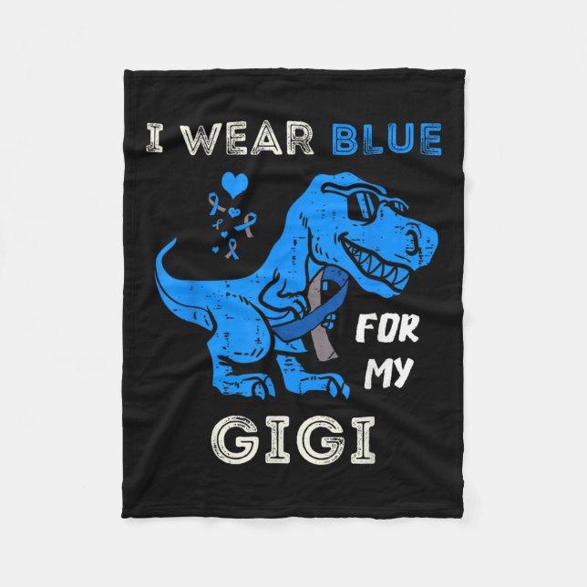 I Wear Blue For My Gigi T Rex Dino Diabetes Awaren Fleece Blanket (Front)