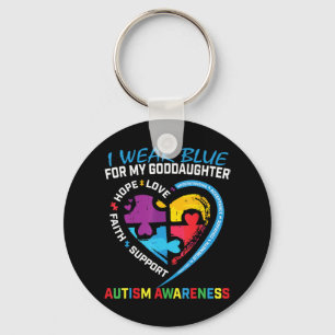 I wear blue for my Goddaughter Autism awareness cl Keychain