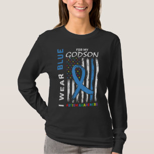 I Wear Blue For My Godson Autism Awareness America T-Shirt