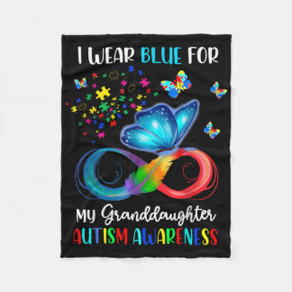 I Wear Blue For My Granddaughter Autism Grandma Bu Fleece Blanket