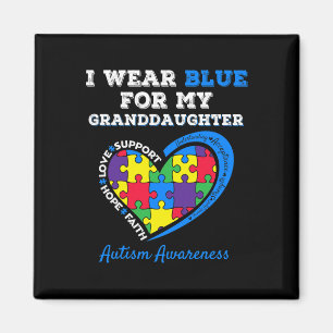 I Wear Blue For My Granddaughter Autism Grandma Gr Magnet