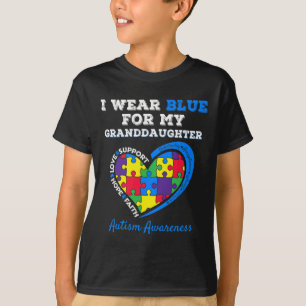 I Wear Blue For My Granddaughter Autism Grandma Gr T-Shirt