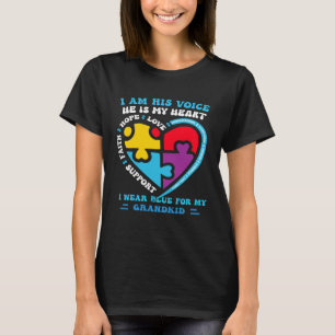 I Wear Blue For My grandkid grandson Autism Awaren T-Shirt