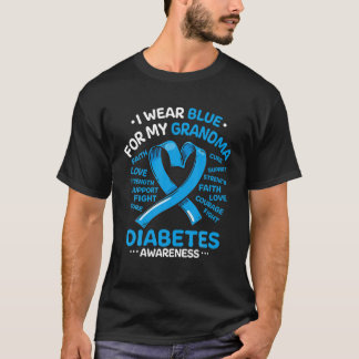 I Wear Blue For My Grandma Diabetes Awareness Ribb T-Shirt
