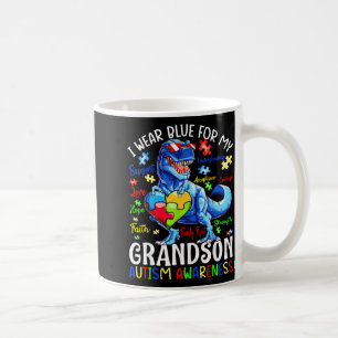 I Wear Blue For My Grandson Au Awareness Dinosaur Coffee Mug