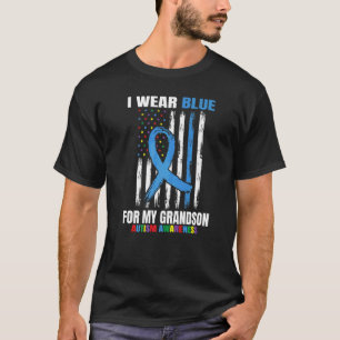 I Wear Blue For My Grandson Autism Awareness Ameri T-Shirt