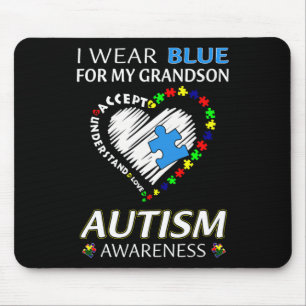 I Wear Blue For My Grandson Autism Awareness Famil Mouse Pad