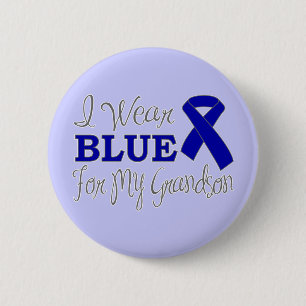I Wear Blue For My Grandson (Blue Ribbon) 2 Inch Round Button