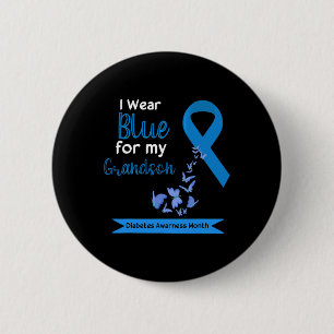 I Wear Blue For My Grandson Diabetes Awareness Mon 2 Inch Round Button
