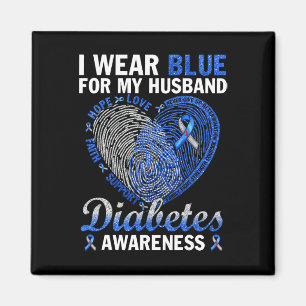 I Wear Blue For My Husband Diabetes Awareness Fami Magnet