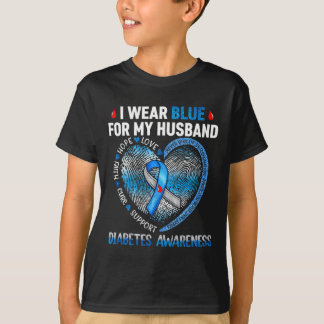 I Wear Blue For My Husband Diabetes Awareness Fami T-Shirt