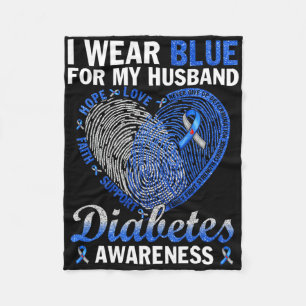 I Wear Blue For My Husnd Diabetes Awareness Family Fleece Blanket