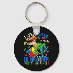 I Wear Blue For My Lil Brother Autism Awareness Di Keychain