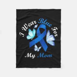 I Wear Blue For My Mom Butterfly Diabetes Awarenes Fleece Blanket