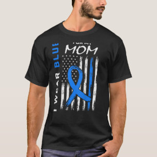 I Wear Blue For My Mom Diabetes Awareness Flag Bac T-Shirt