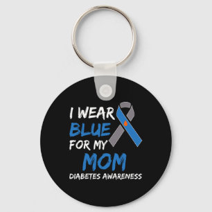 I Wear Blue For My Mom Diabetes Awareness Ribbon 2 Keychain