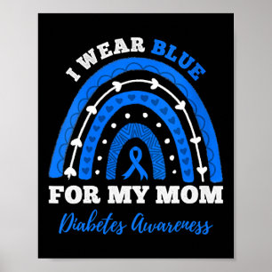I Wear Blue For My Mom T1d Type 1 Diabetes Awarene Poster