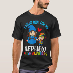 I Wear Blue For My Nephew Autism Awareness Family T-Shirt
