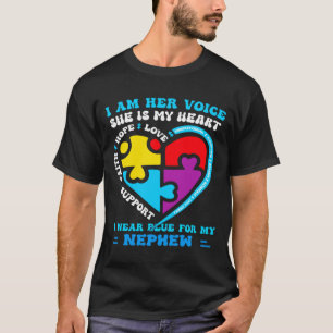 I Wear Blue For My Nephew Autism Awareness Groovy T-Shirt