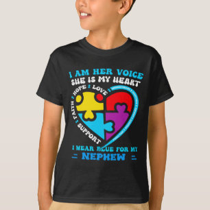 I Wear Blue For My Nephew Autism Awareness Groovy T-Shirt