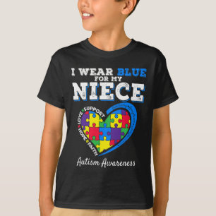 I Wear Blue For My Niece Aunt Uncle Autism Awarene T-Shirt