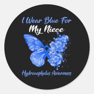 I Wear Blue For My Niece Hydrocephalus Warrior Classic Round Sticker
