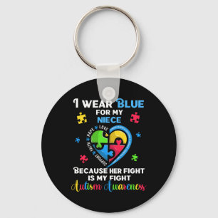 I Wear Blue For My Niece Uncle Aunt Keychain