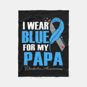 I Wear Blue For My Papa Diabetes Awareness Feather Fleece Blanket